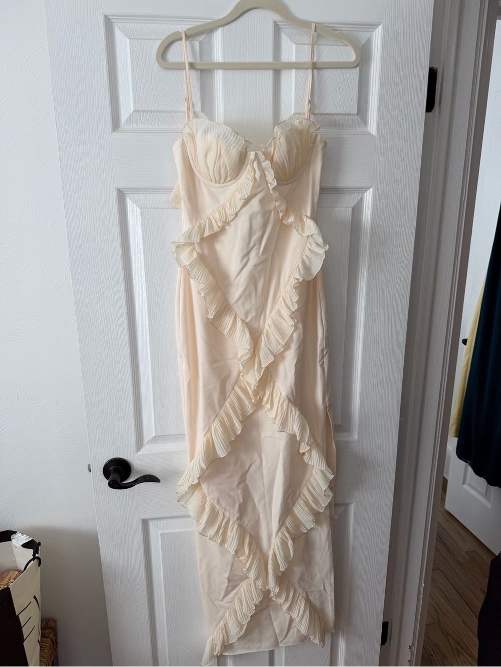 Oh Polly Cream Ruffle Maxi Dress